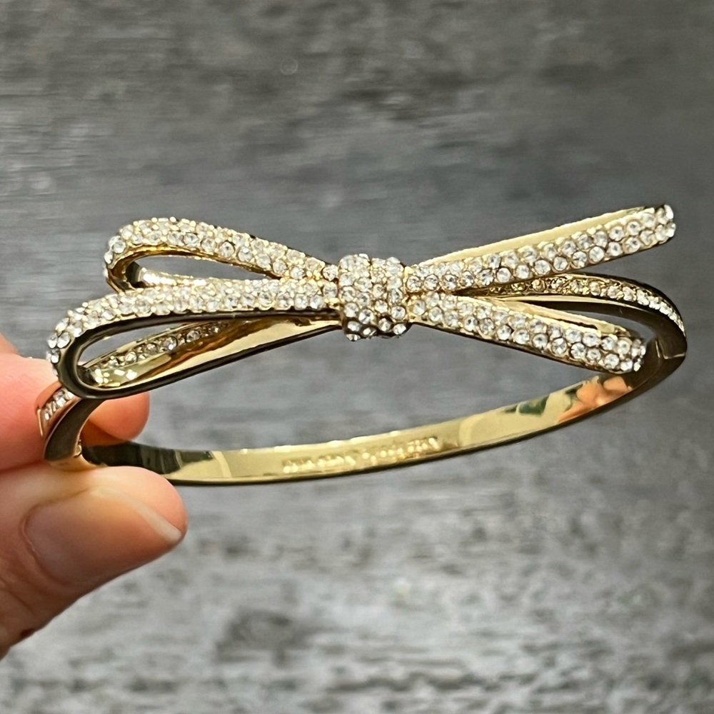 COPY - Kate Spade elegant jeweled large ribbon bow designed side open bangle br…
